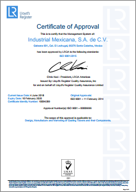 Cooling Towers ISO 9001:2015